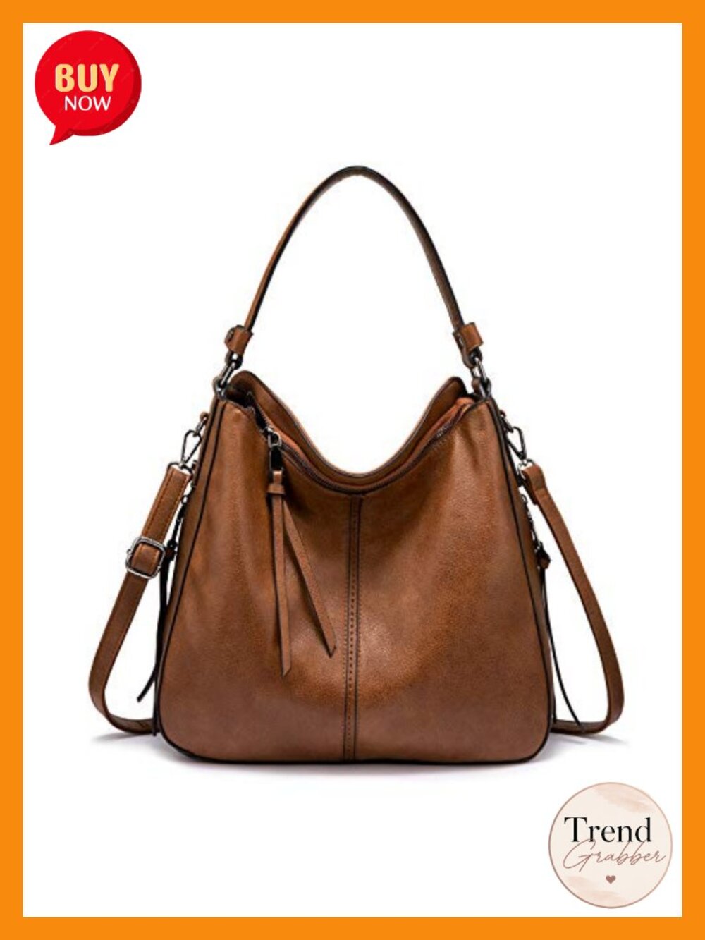 Faux Leather Hobo Crossbody Bag Large Capacity Shoulder Purse